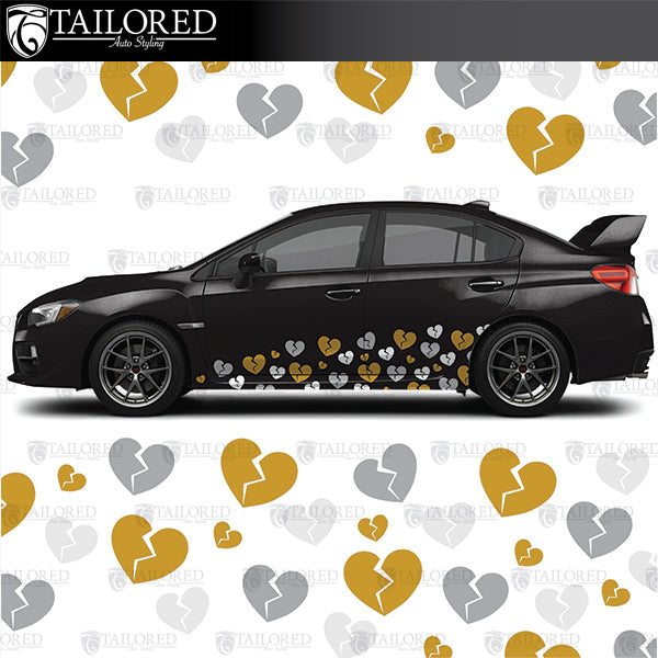 Broken HEart DIY Liuvery kit is multiple sizes of individual hearts that you can lay out how ever you see fit on your own vehicle. 
